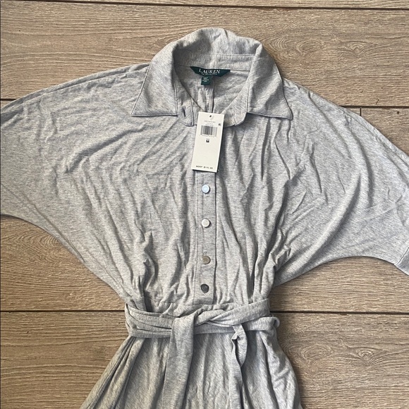 Ralph Lauren Light Gray Midi Dress with Belt NWT M - Picture 2 of 4